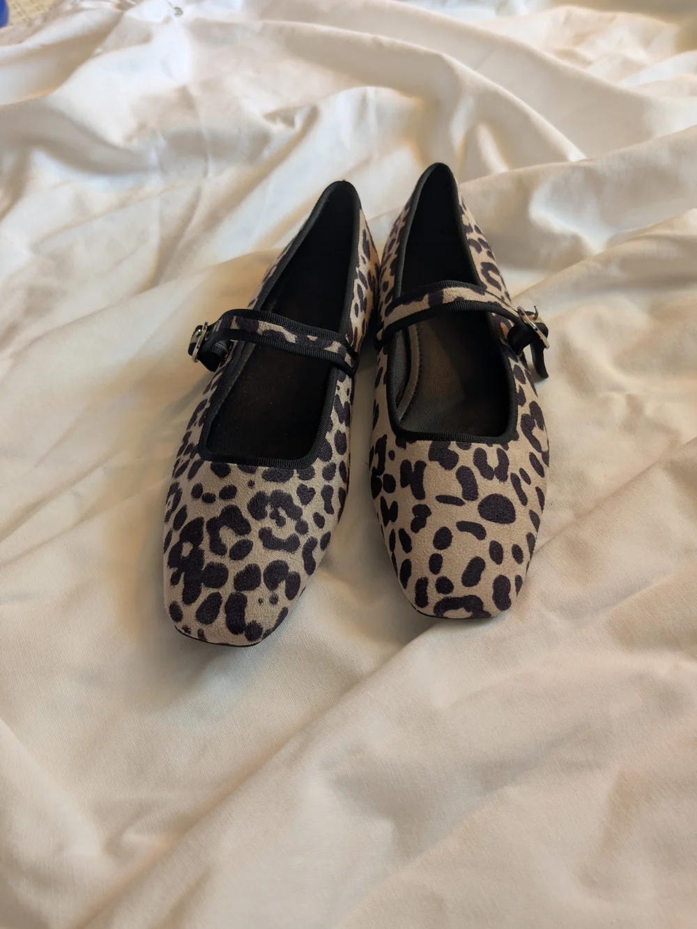 Leopard Print Mary Jane Flats - Taupe/Black
